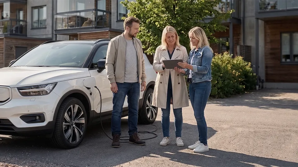 Genomgång av elbilsladdning med representanter för en bostadsrättsförening